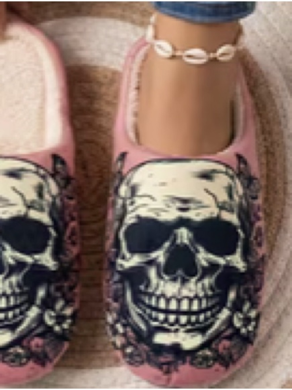 Pink Kids Skull Slip-On Shoes